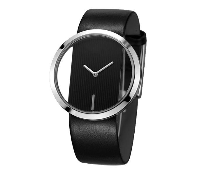 Transparent Quartz Leather Korean Wrist Watch for Unisex - Black - Zoom Image 2