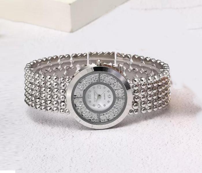 Diamond Stoned Bracelet Ladies Watch - Silver - Zoom Image 2