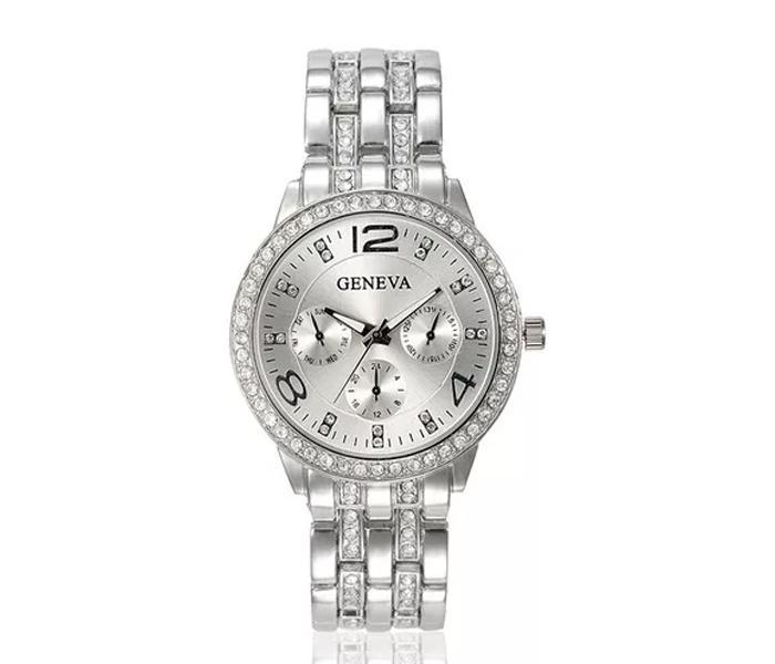 Geneva Rhinestone Wrist Watch - Silver - Zoom Image 2