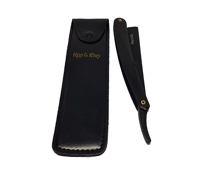 Tips & Toes TT-0646 Stainless Steel Professional Straight Razor - Full Black - Zoom Image 1