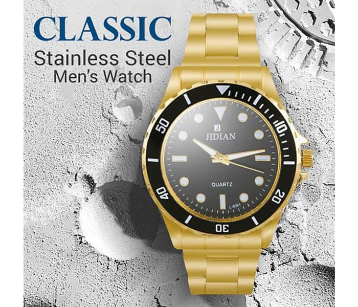 Jidian L-5061 Classic Business Dial Stainless Steel Analog Watch for Men, Gold - Zoom Image 3