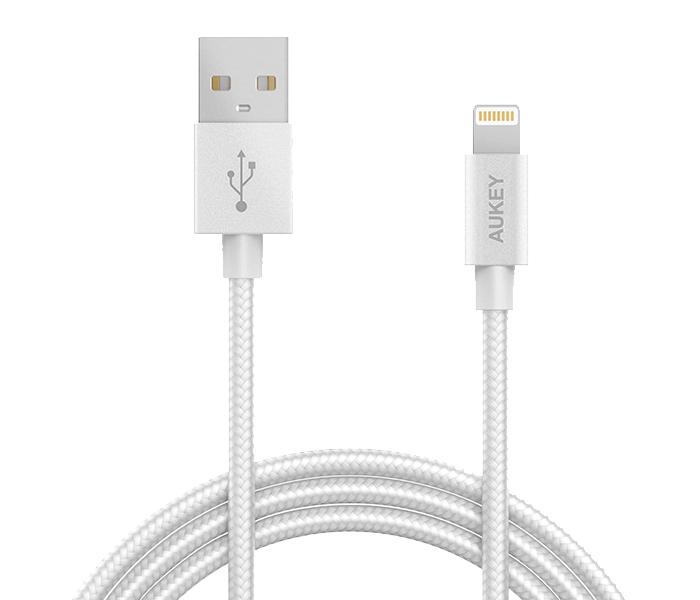 AUKEY CB-D16 1.2m Nylon Braided MFI Lightning Cable - Grey - Zoom Image 2