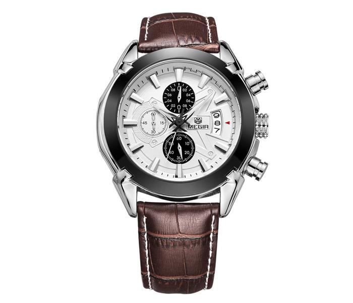 MEGIR 2020 Men Quartz Genuine Leather Chronograph Watch (Brown) - Zoom Image 2