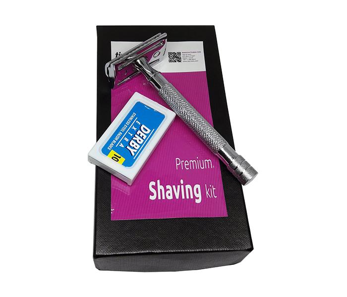 Tips & Toes TT-0700 Stainless Steel Premium Shaving Kit with Sleek Design Handle - Silver - Zoom Image 2