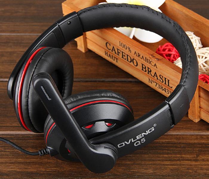 OVLENG Q5 SUPER BASS USB HEADPHONE - RED - Zoom Image 1