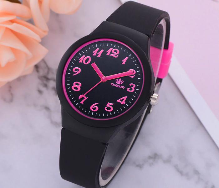 RINNADY - Jelly Silicone Women's Wrist Analog Watch - Black - Zoom Image 1