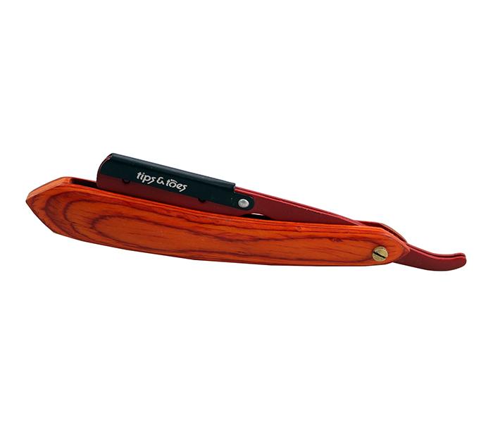 Tips & Toes TT-0747 Professional Straight Razor with Wooden Handle - Brown & Silver - Zoom Image 6