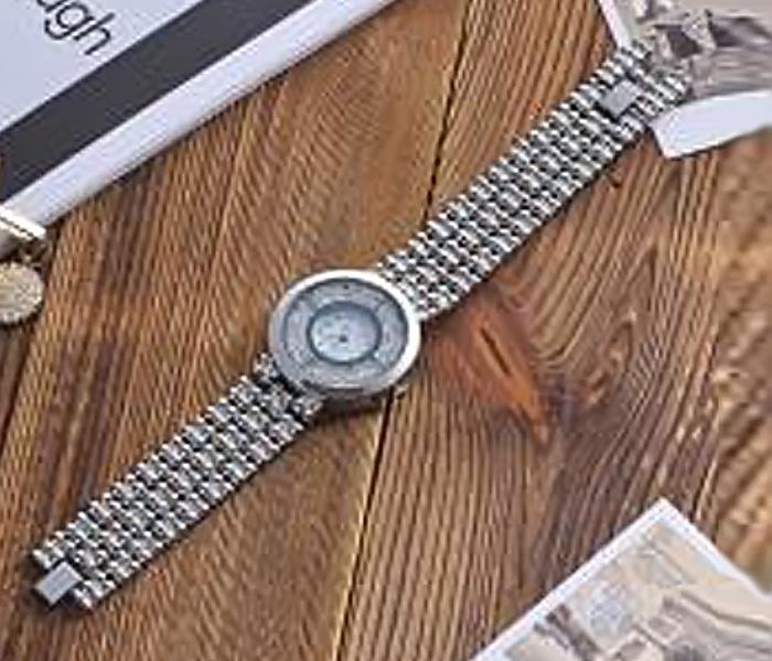 Diamond Stoned Bracelet Ladies Watch - Silver - Zoom Image 3