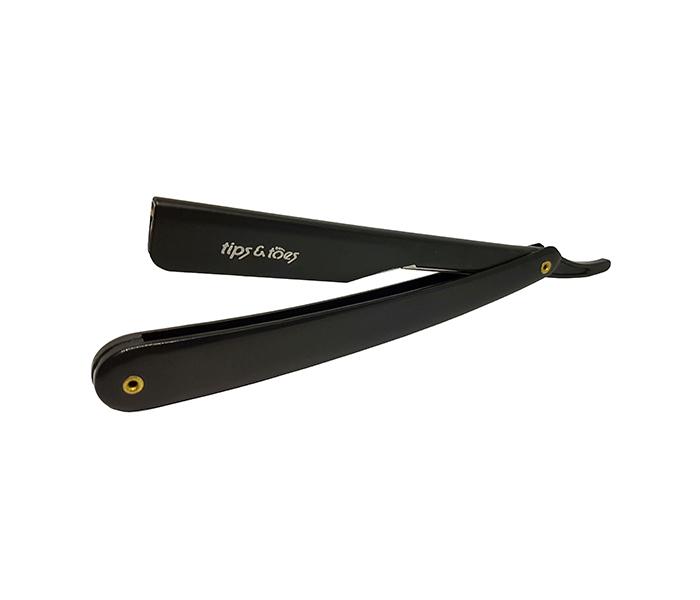 Tips & Toes TT-0646 Stainless Steel Professional Straight Razor - Full Black - Zoom Image 2