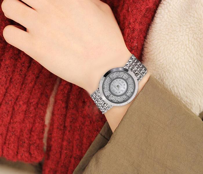 Diamond Stoned Bracelet Ladies Watch - Silver - Zoom Image 1