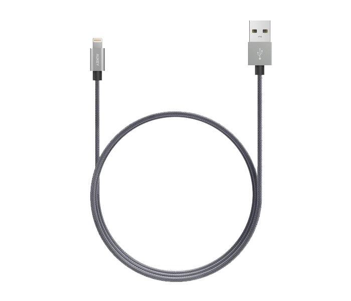 AUKEY CB-D24 1m Nylon Braided Exomesh Lightning Cable - Grey - Zoom Image 2