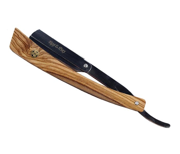 Tips & Toes TT-0738 Professional Straight Razor with Wooden Handle - Brown & Silver - Zoom Image 2