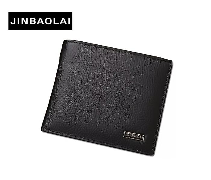 JINBAOLAI CW-8041 Short Bifold Genuine Leather Men Luxury Wallet With Coin Pocket Purse -BLACK - Zoom Image 2