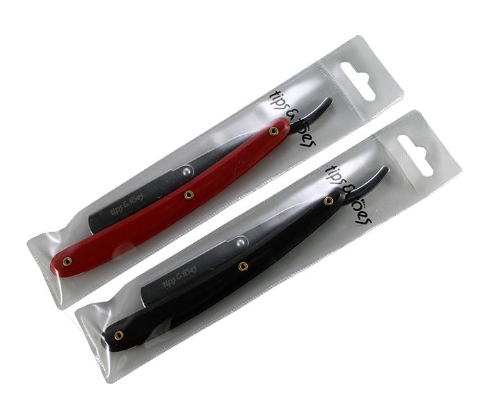 Tips & Toes TT-0730 RB 2 Pieces Professional Straight Razor Set with Plastic Handle - Red & Black - Zoom Image 4