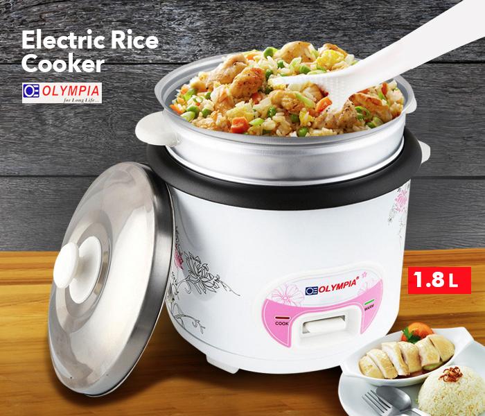 Olympia , OE-700 1.8 Liter Electric Rice Cooker 500 Watts with Food Steamer - Zoom Image 2