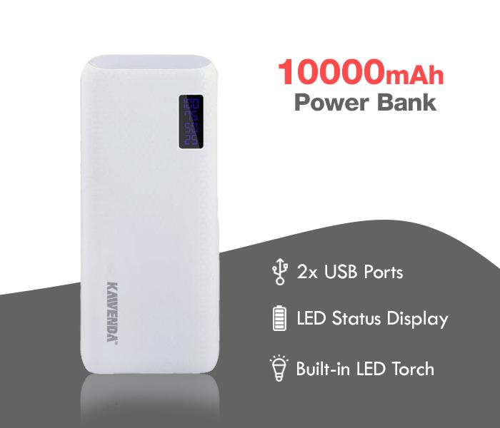 Kaivenda M9 Power Bank 10,000 mAH with 2 USB Output LED Charging Display With Torch - Zoom Image 3