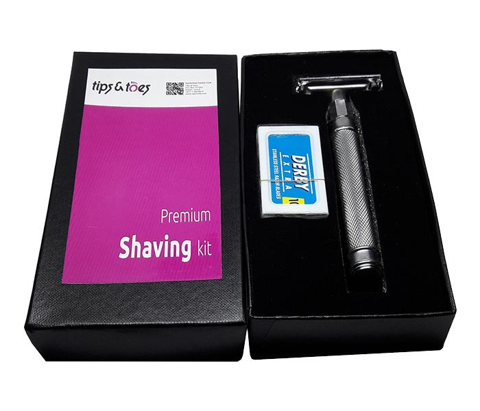 Tips & Toes TT-0706 Stainless Steel Premium Shaving Kit with Sand Blast Chrome Finish - Silver - Zoom Image 3