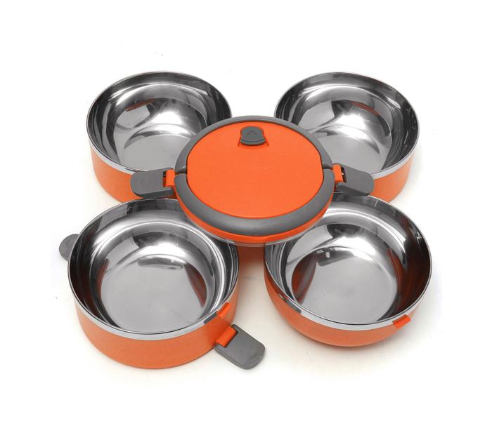 Portable Cute 4 Layers Leak-Proof Stainless Steel Thermal Lunch Box Picnic Food Storage Container Orange - Zoom Image 2