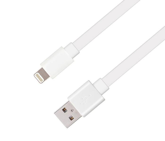 Trands TR-CA317 MFi Certified Flat Lightning Cable for iPhone - White, 1 Meter - Zoom Image 2