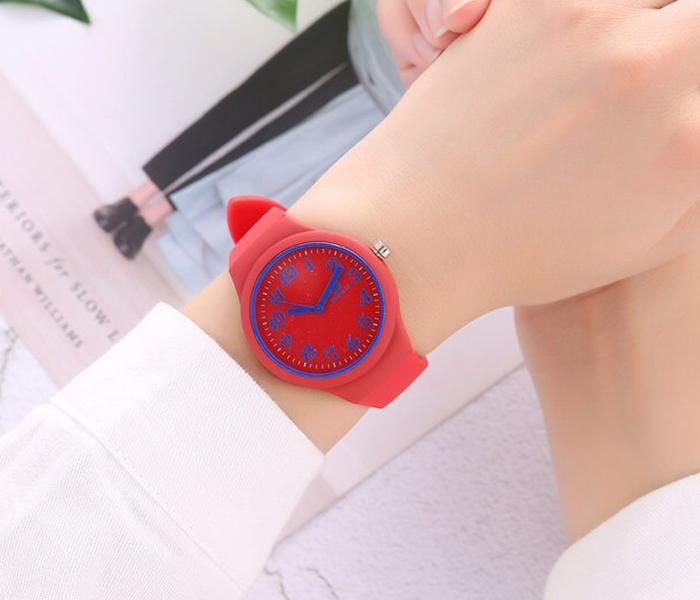 RINNADY - Jelly Silicone Women's Wrist Analog Watch - Red - Zoom Image 1