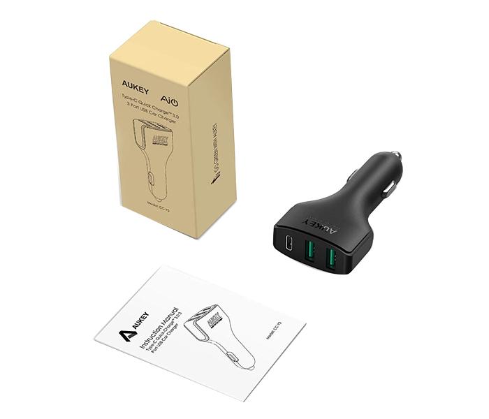 AUKEY CC-Y3 49.5W 10A Ai Power Quick Charge 3.0 USB C Car Charger - Black - Zoom Image 6