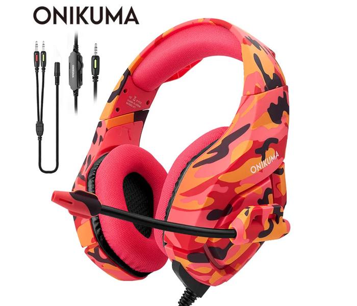 Onikuma K1 Gaming Headphone with Mic, Xbox one, Noise Canceling Earpads - Army Red - Zoom Image 2