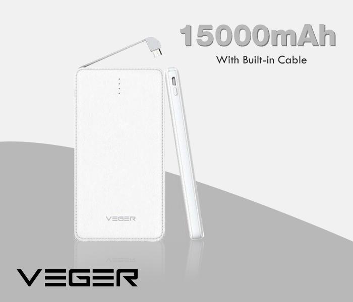 Veger 15000mAh Safe/Efficient/Fashion Power Bank for Smart Phones - V58 (WHITE) - Zoom Image 1