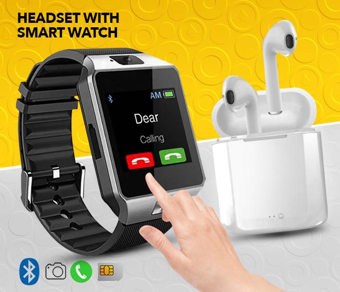 Bundle of Twin Bluetooth Headset with Power Bank and Smart Watch BPW983 Assorted - Zoom Image 1