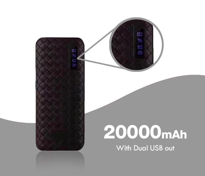 HNS-1 Portable Power Bank Dual USB 20000mAh - Black - Zoom Image 2