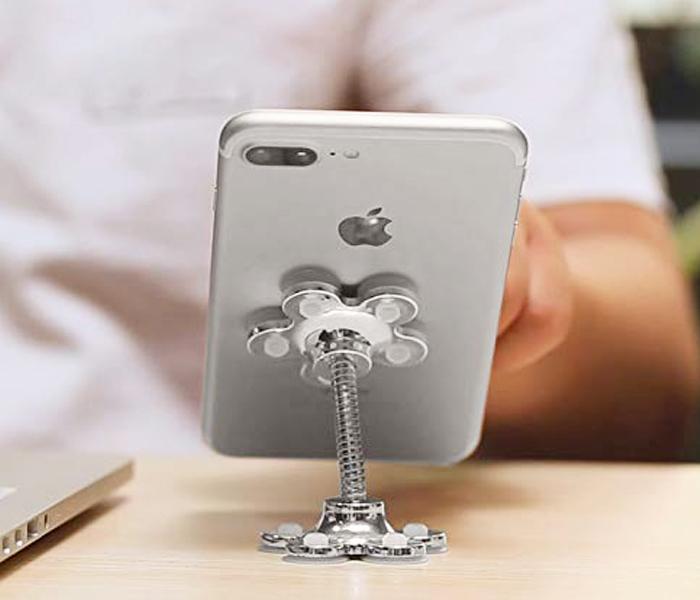 Mobile Phone Stand by VIP Portable 360 Degree Rotatable Multi Angel Metallic with Flower Suction Cup Mount Stand Compatible Universally All Mobiles, assorted color JA006 - Zoom Image 6