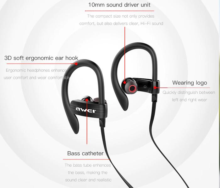 Awei ES160I Sports Ear Phone Black - Zoom Image 2