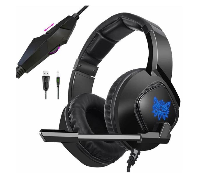 Onikuma K19 Casque gaming RGB Stéréo LED pour PC PS4 XBOX ONE Noir