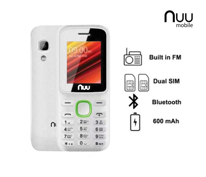 Nuu F2 32MB RAM 64MB Storage Mobile Phone with Camera - White & Green - Zoom Image