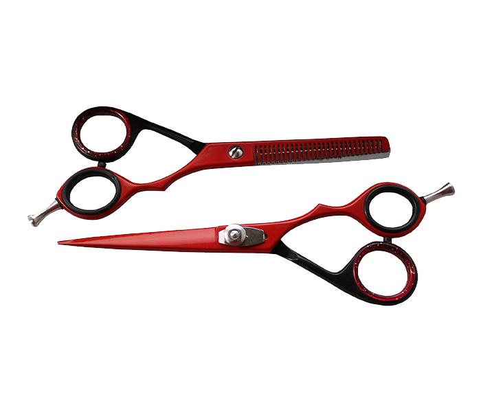 Tips & Toes TT-0729 Professional Hairdresser Scissors Set - Red & Black - Zoom Image 1