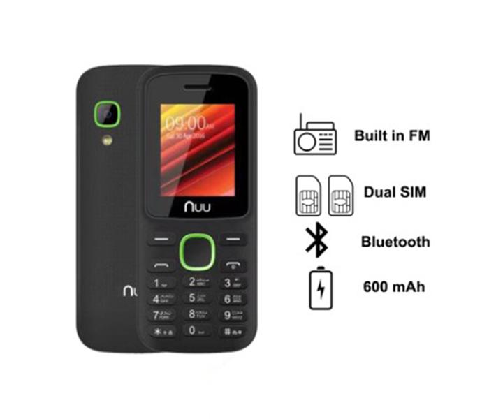 Nuu F2 32MB RAM 64MB Storage Mobile Phone with Camera - Black & Green - Zoom Image