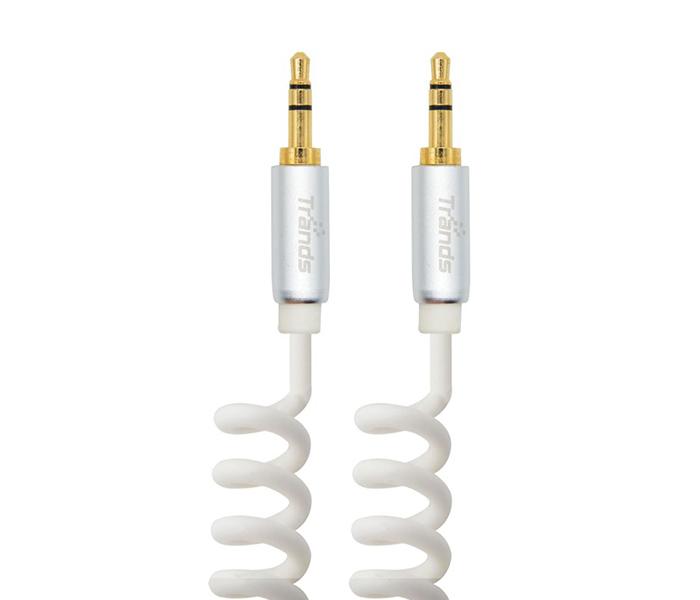 Trands TR-CA851 3.5mm Coiled Car Male to Male Auxilliary Audio Cable - White - Zoom Image 3