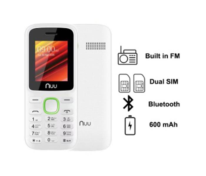 Nuu F2 32MB RAM 64MB Storage Mobile Phone without Camera - White & Green - Zoom Image