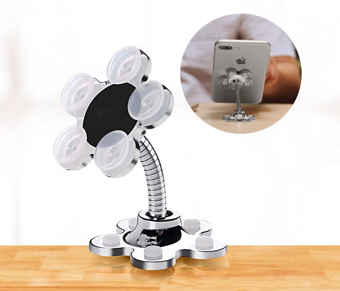 Mobile Phone Stand by VIP Portable 360 Degree Rotatable Multi Angel Metallic with Flower Suction Cup Mount Stand Compatible Universally All Mobiles, assorted color JA006 - Zoom Image 7