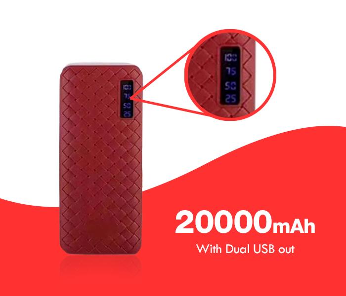 HNS-1 Portable Power Bank Dual USB 20000mAh - Red - Zoom Image 3