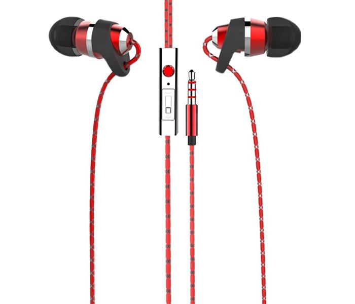 Trands TR-HS336 Metallic Earphone with Mic for Smartphone - Black & Red - Zoom Image 1