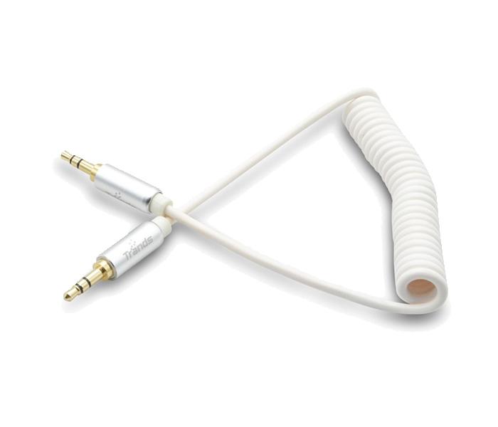 Trands TR-CA851 3.5mm Coiled Car Male to Male Auxilliary Audio Cable - White - Zoom Image 2