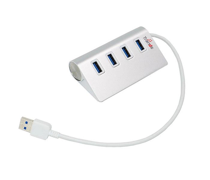 Trands TR-HB6880 Alloy Aluminium USB 3.0 Multi 4 Port USB Hub for PC - Silver - Zoom Image 1