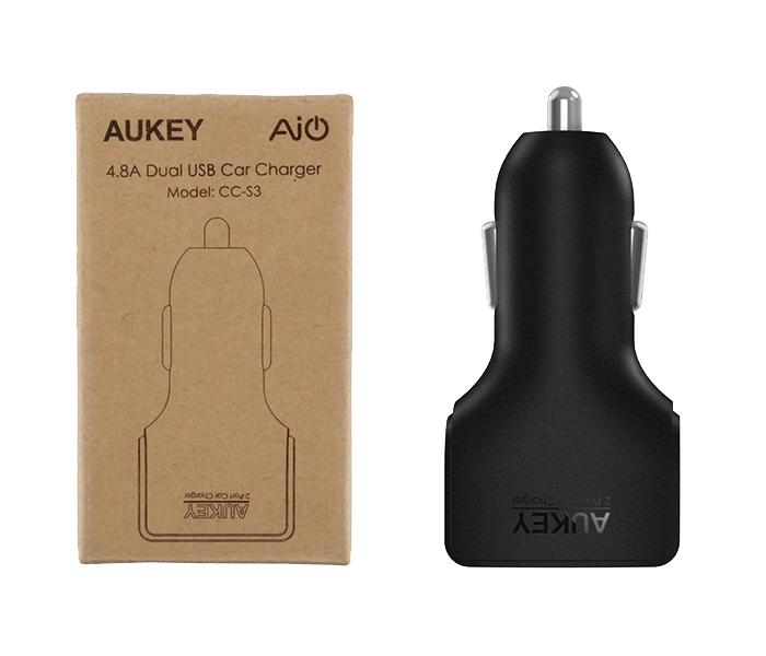 AUKEY CC-S3 4.8A Dual USB Port Car Charger with Ai Power - Black - Zoom Image 5