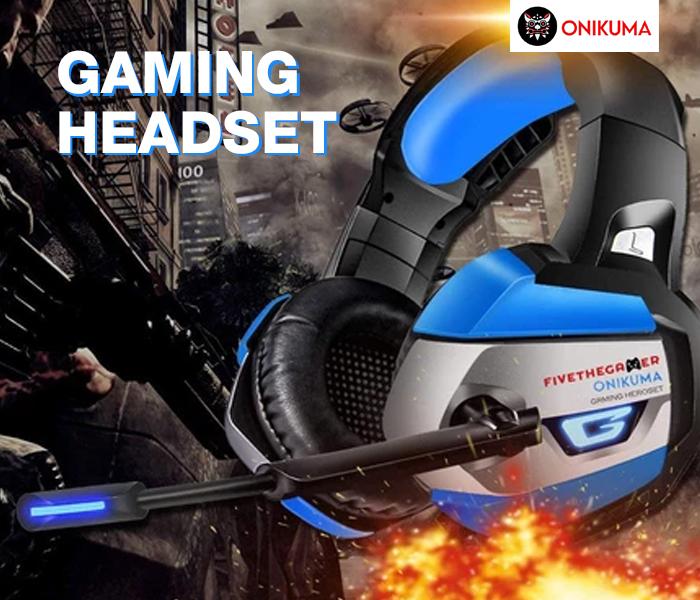 Onikuma K5 Gaming Headset For Xbox One, PS4 and PC - Blue - Zoom Image 1