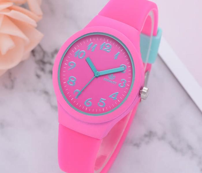 RINNADY - Jelly Silicone Women's Wrist Analog Watch - Pink - Zoom Image 1