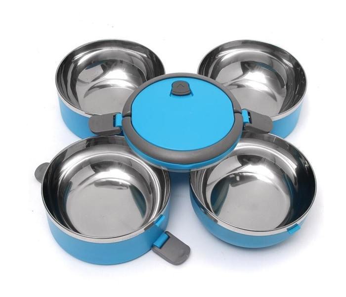 Portable Cute 4 Layers Leak-Proof Stainless Steel Thermal Lunch Box Picnic Food Storage Container Blue - Zoom Image 3