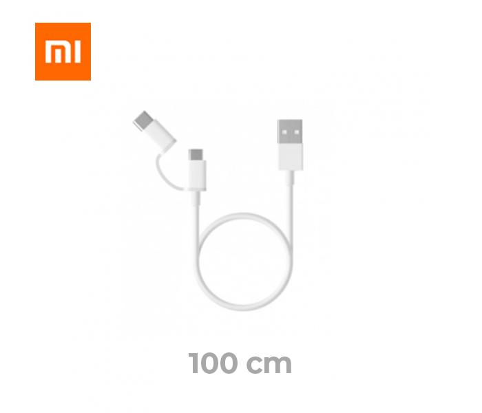 Mi 2 in 1 USB Cable Micro USB to Type C 100CM - White - Zoom Image 1