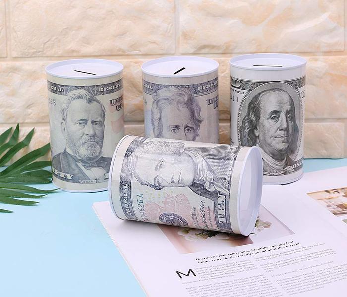 Creative Euro Dollar Metal Cylinder Piggy Bank Saving Money Box Home Decoration - Zoom Image 2