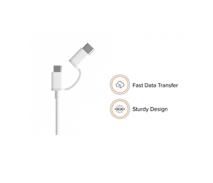 Mi 2 in 1 USB Cable Micro USB to Type C 100CM - White - Zoom Image 2