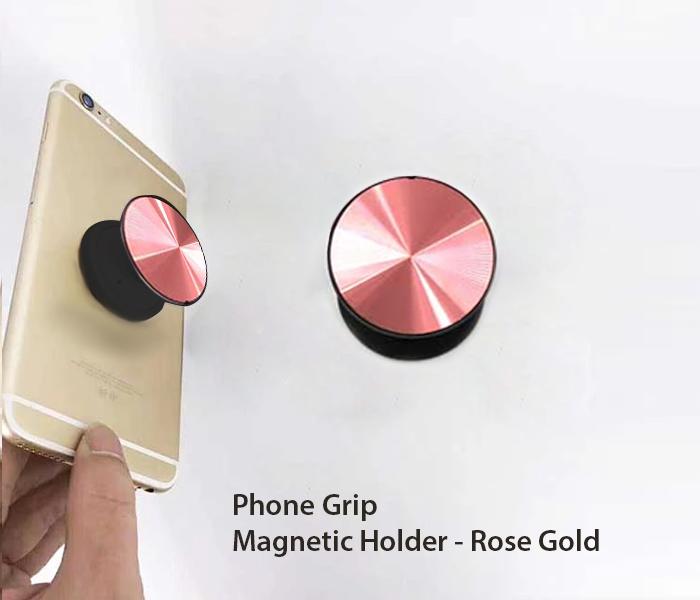 Metallic Plain phone grips magnetic holder - Rose Gold - Zoom Image 1